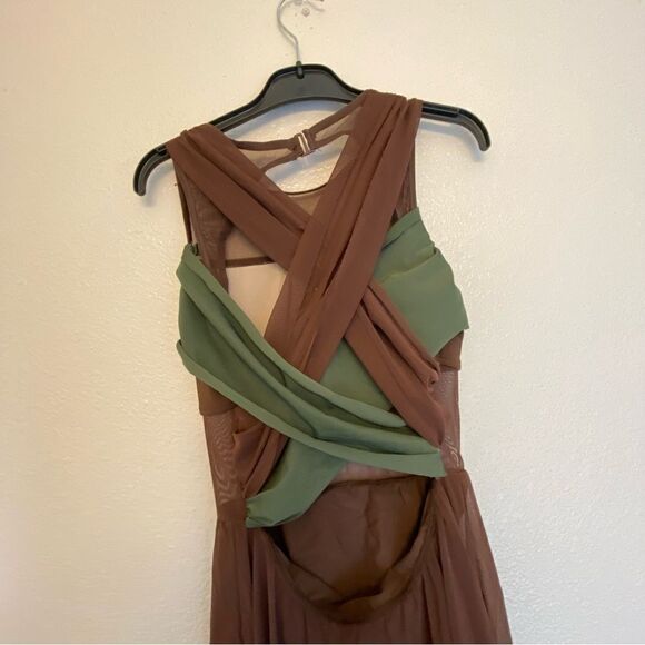 Weissman Balera Dance Costume custom brown Mesh Wrap Midi Dress D11003 Adult MA - Picture 4 of 12
